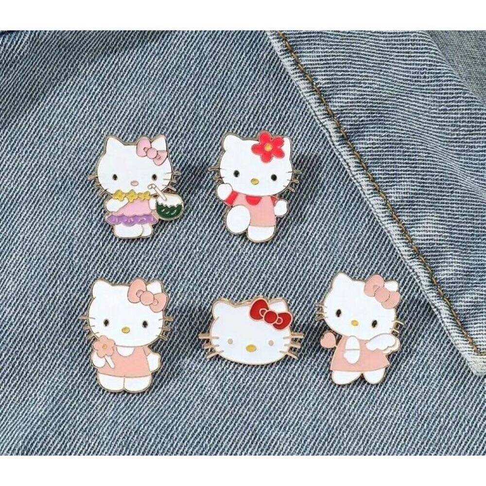 New Sanrio Hello Kitty Metal Enamel Lapel/Badge/Brooch Pin,‎ set of 5